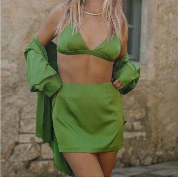 Daily Drills Silky Mini Skirt in Olive Green - Picture 6 of 7